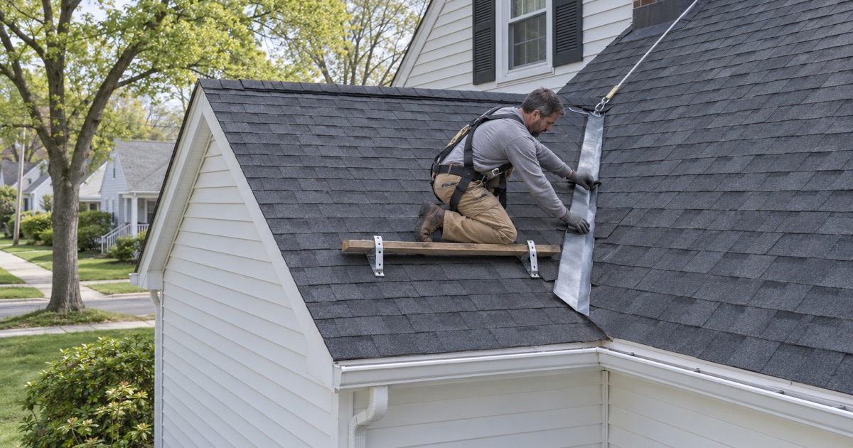 A new roofed addition on a Wanaque house shingled into the existing roof at an open valley